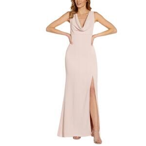 Adrianna Papell Backless Cowl Neck A-Line Evening Gown Pink Size 10 Formal Dress
